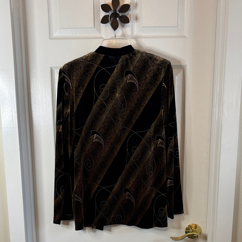 R&M Richards Vintage Elegant Black and Brown Jacket Set w/inner top Velvet EUC-L - Picture 5 of 11